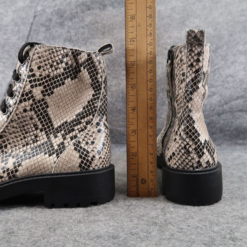 Linea Paolo Shoes Womens 5.5 Boots Fashion Combat Snake Trinity Leather Lug Sole - Picture 5 of 15
